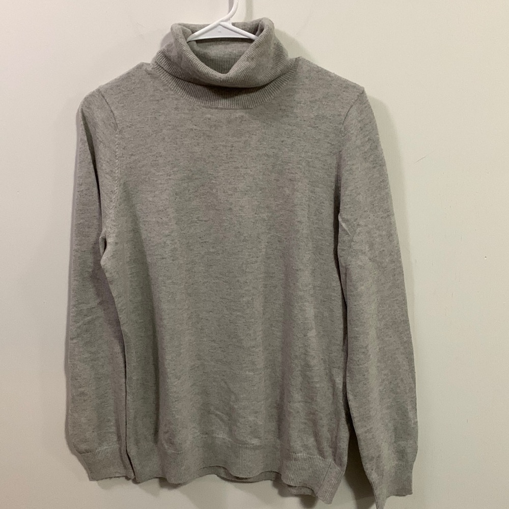 Boden Cotton Viscose Nylon blend light gray turtleneck sweater - soft -size 12